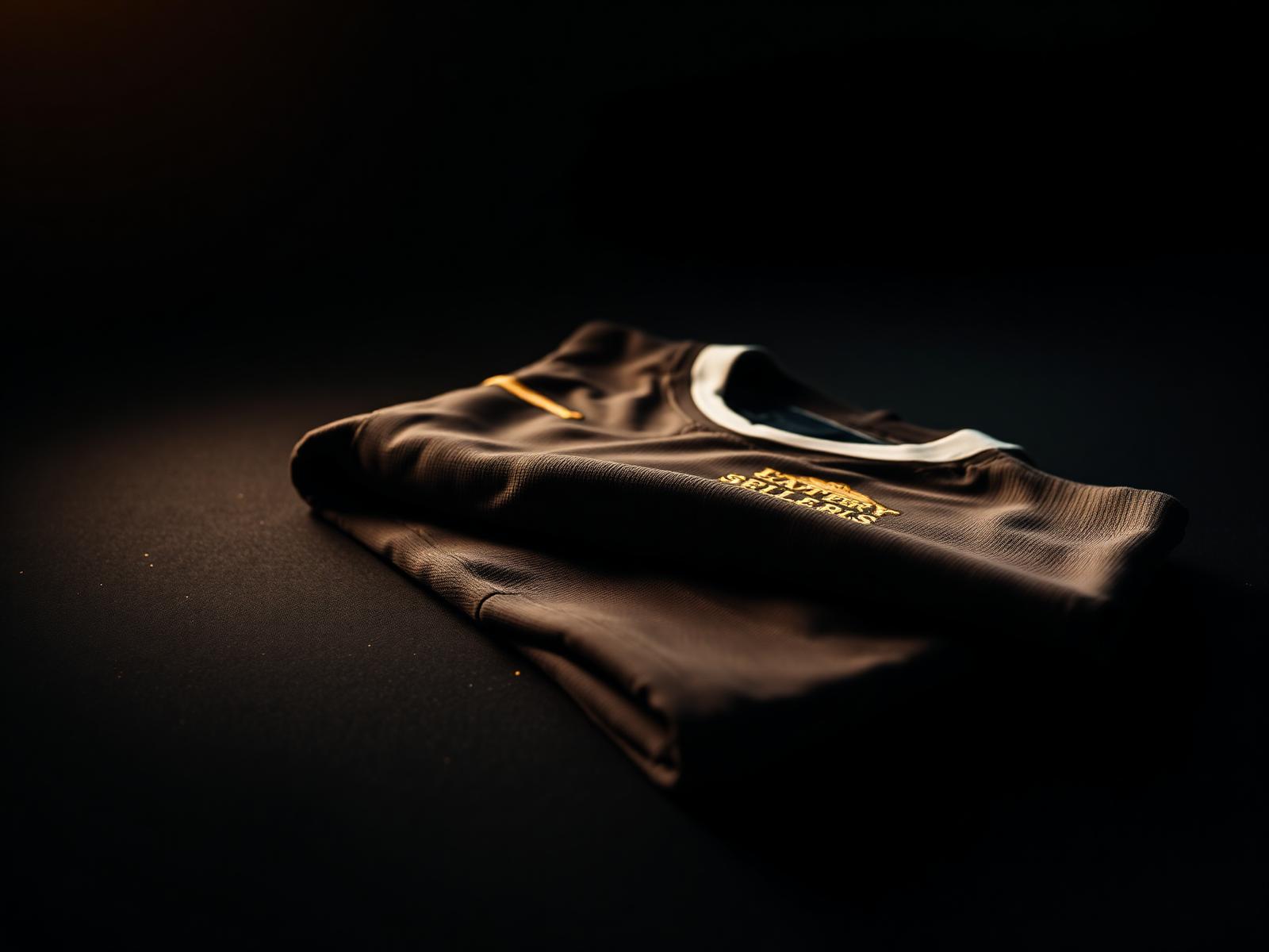 Camisa de futebol iluminada por luz dourada